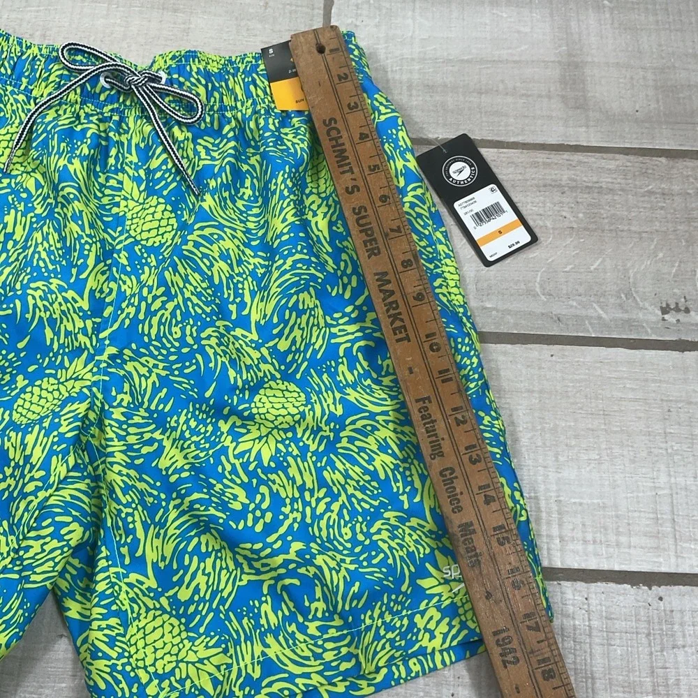 SPEEDO Men's UPF 50+ Tech Volley Swim Trunks w/‎ Comfort Liner Small Pineapple